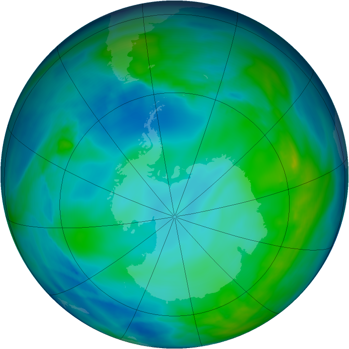 Antarctic ozone map for 19 May 2005